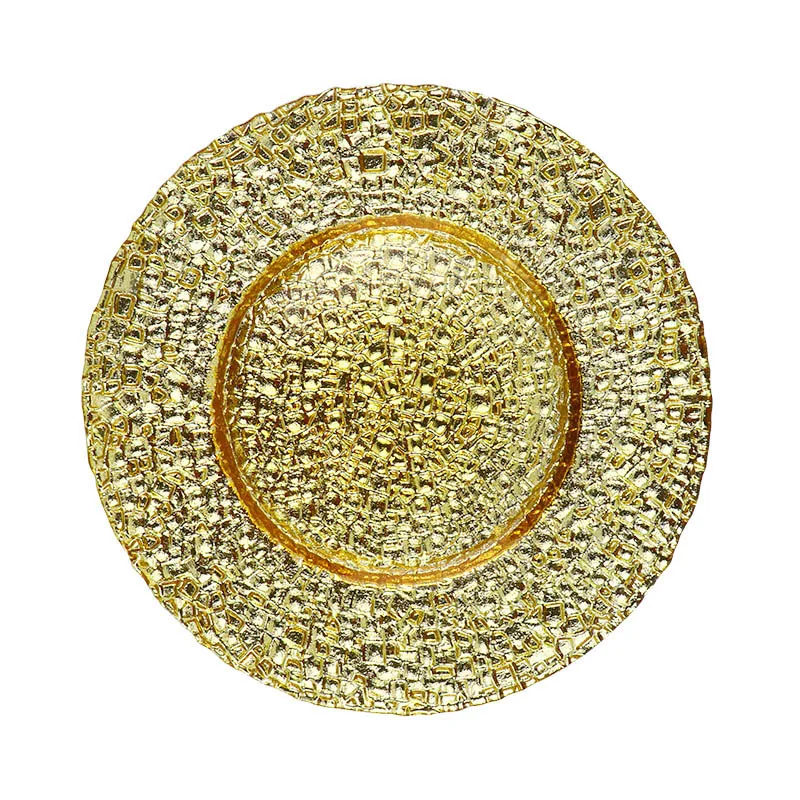 Оптовая торговля посудой стеклянные золотые и серебряные обеденные тарелки дешевое декоративное зарядное устройство для свадьбы