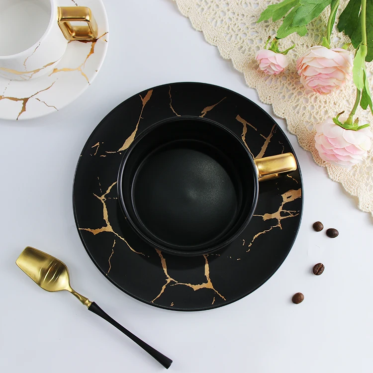 Чашка для эспрессо, мраморная, 2,3 унции, европейская, черная, мраморная, чашка для чая, воды, керамическая чашка для кофе, набор с блюдцем