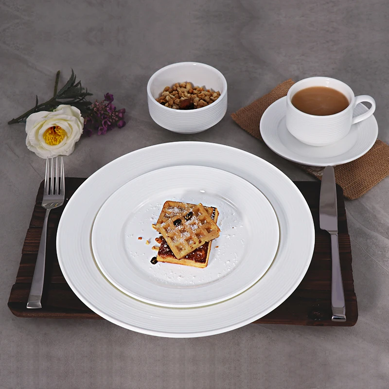 Посуда для отеля, тарелки для свадьбы, набор белых фарфоровых тарелок, керамическая посуда, фуршетная тарелка, набор столовой посуды для мероприятий, кейтеринга