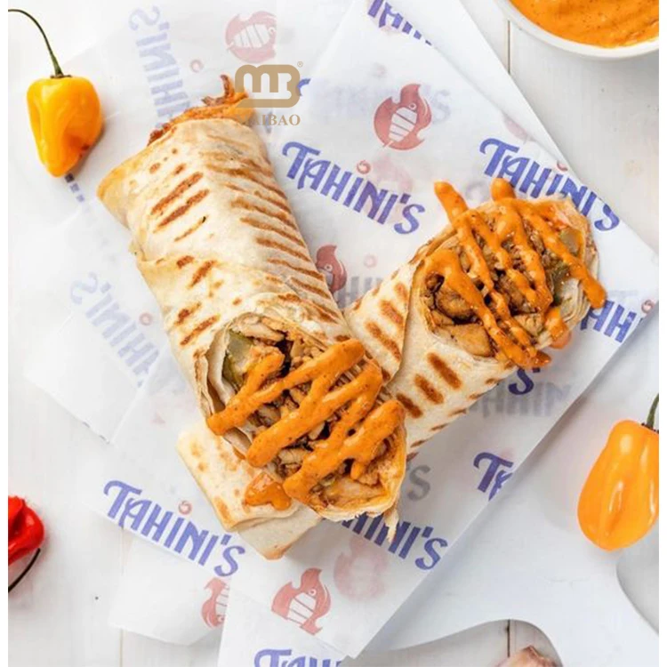 Жиронепроницаемая упаковочная бумага для кебаба с логотипом, маслостойкая упаковочная бумага для шаурмы, жиронепроницаемая вощеная бумага, упаковка для гамбургеров