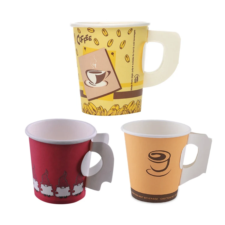 Хорошее качество печатные ламинированные водонепроницаемые одноразовые одноразовые бумажные чашки для чая и блюдца для свадебной вечеринки и блюдца с ручками