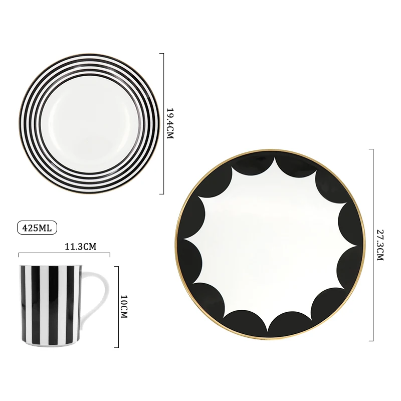 Роскошный комплект посуды Gold Western, роскошный обеденный сервиз из костяного фарфора