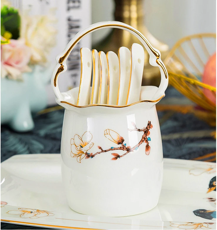 70pcs Nordic Fine Bone China Tableware Porcelain Ceramics Platesn Dinner Luxury Tableware Set