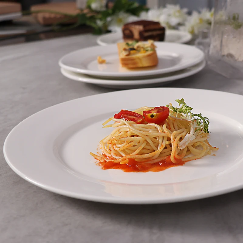 Дешевая большая керамическая тарелка Белые керамические тарелки для столовой посуды