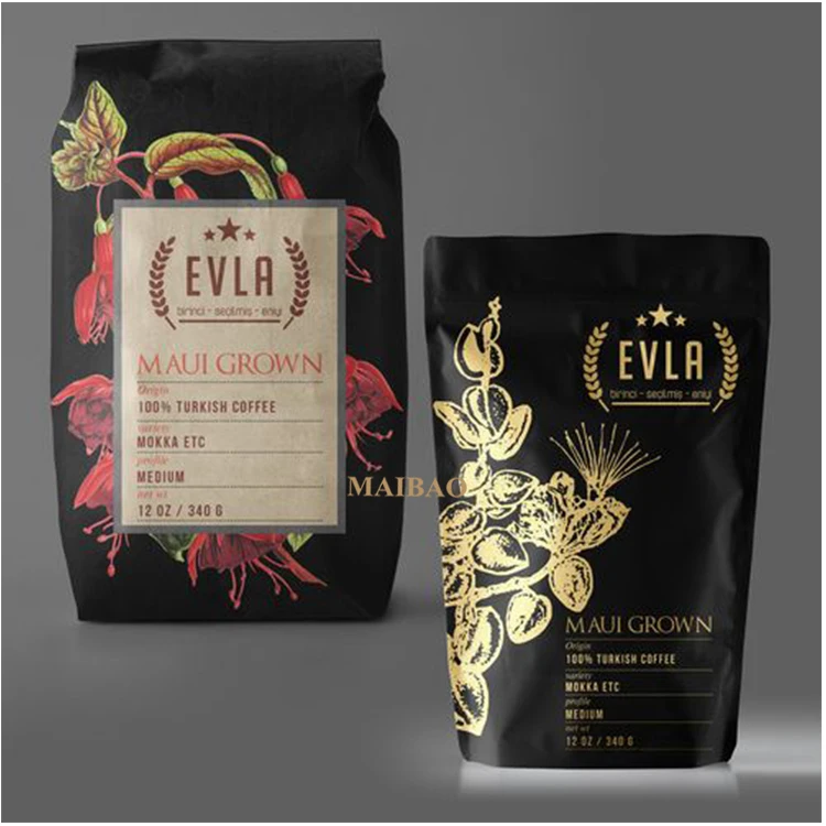 100 г 250 г 500 г 1 кг сумка с застежкой-молнией стоя, пищевые пакеты для кофе, закрывающаяся на заказ сумка для кофе с плоской нижней молнией, упаковка