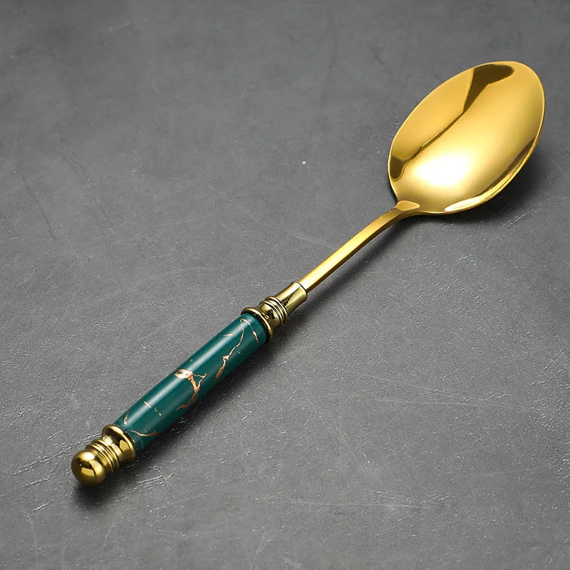 Wholesale Custom Eco-Friendly Knife Fork and Spoon Gold Plated Cutlery Ceramic Flatware Set