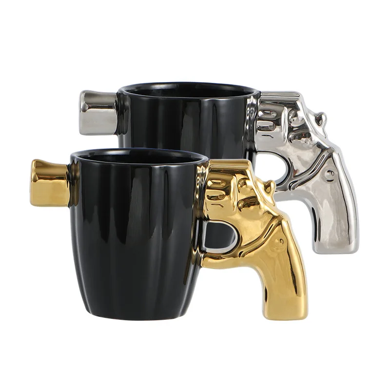 Hot Selling 3D Creative Ceramic Mug Revolver Gun Shaped Cup Personalized Coffee Water Drinking Cup Wholesale