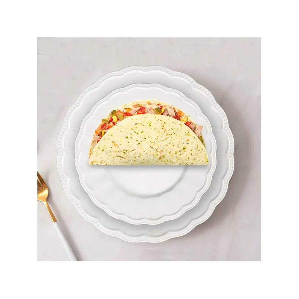 Advanced Customization French Elegant White Embossed Lace Plate Ceramic Dinner Plate Dessert Plate