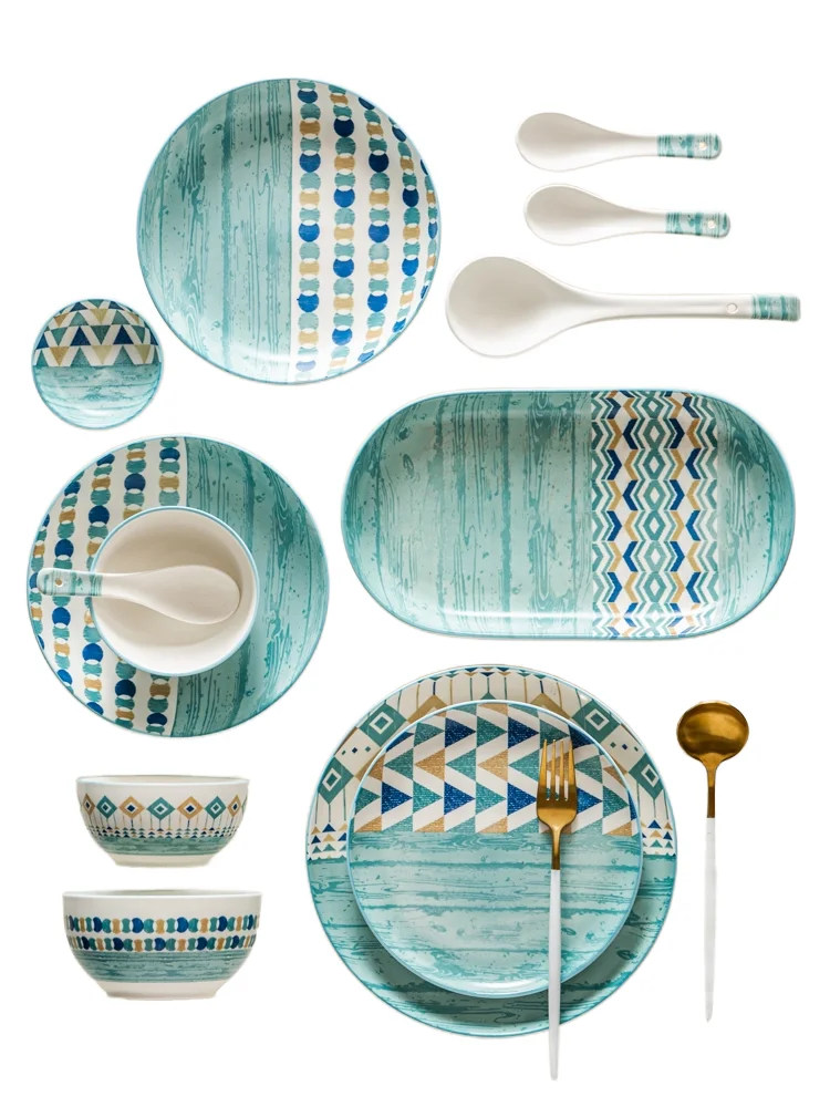 High-end Luxury Bone Chin Porcelain Ceramic Square Dinnerware Sets Luxury Porcelain Tableware Dinnerware Sets