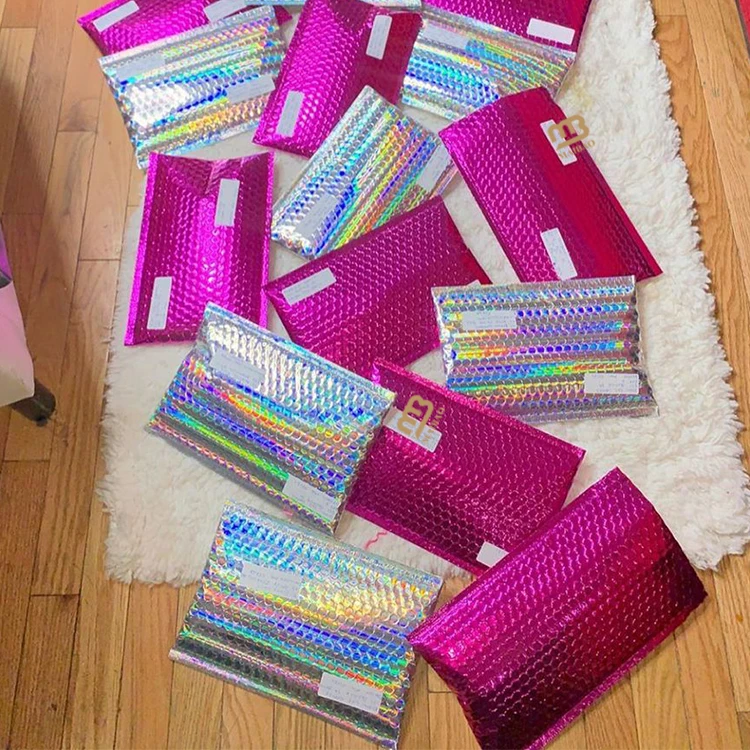 Пользовательская пузырьковая почтовая программа с логотипом, ювелирный бутик, подарочные парики, почтовая сумка, голографическая пузырьковая почтовая программа, мягкие конверты для доставки