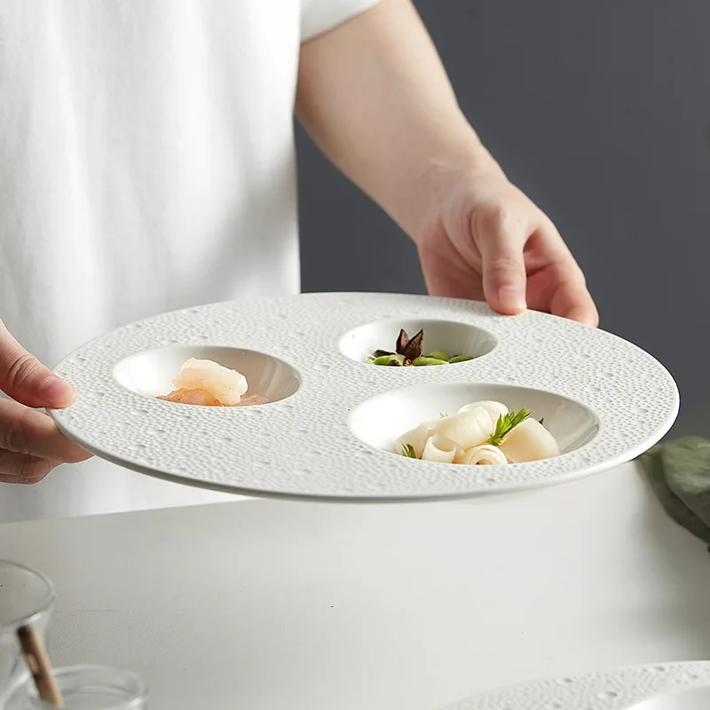 Ceramic Restaurant Dinnerware Serving Tray for Salad Pasta Steak Dessert & Snacks for Parties & Shows