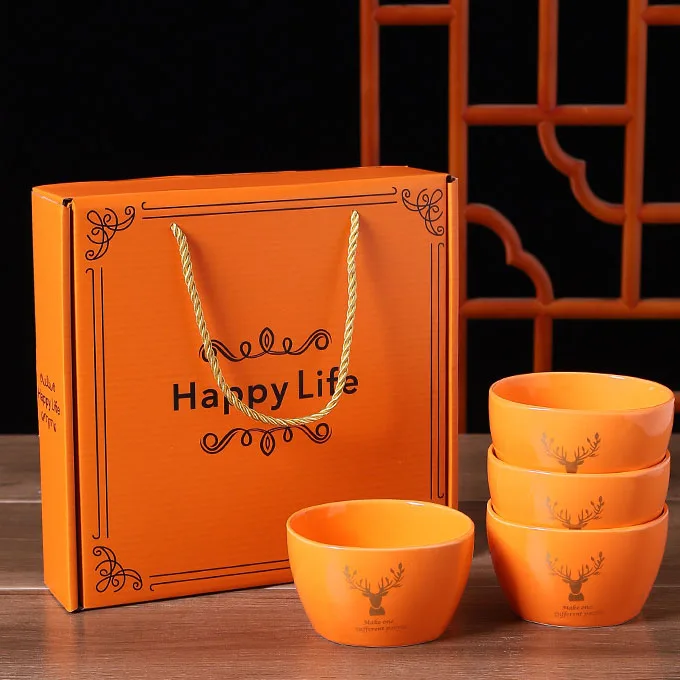 Mass Customization Cheap Business Wedding Gift 1 2 4 6pcs Ceramic Bowl Set With Box