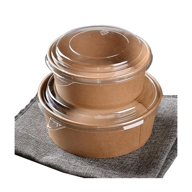 Контейнеры на вынос для ресторана, еды, рисового супа, биоразлагаемые одноразовые одноразовые крафт-бумаги, картонные салатницы с крышкой