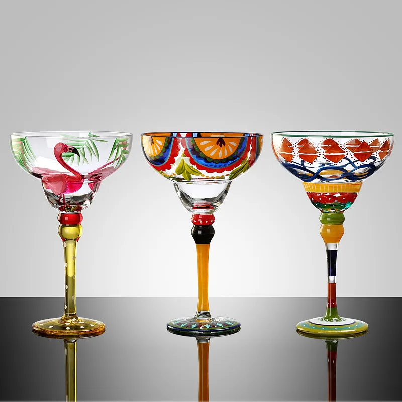 Restaurant Bar Creative Drink Ware Wine Glass Cup Hand Painting Margarita Cocktail Glass