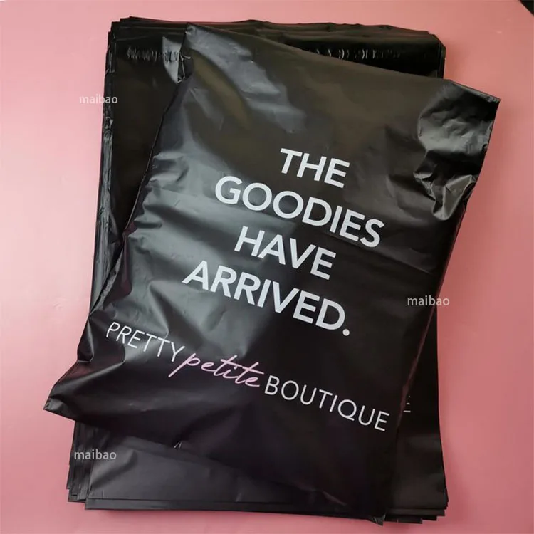 定制标志哑光黑色可生物降解海运邮袋环保可持续生物基塑料邮袋