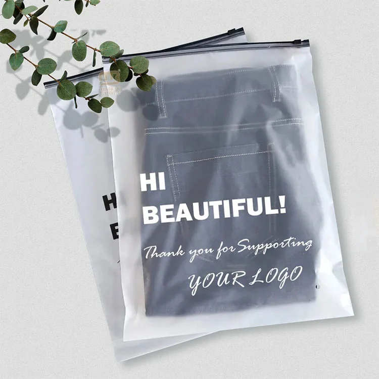 Бесплатный образец индивидуального логотипа, белый матовый матовый пластиковый пакет на молнии, футболка с застежкой-молнией, пластиковые упаковочные пакеты с застежкой-молнией для одежды