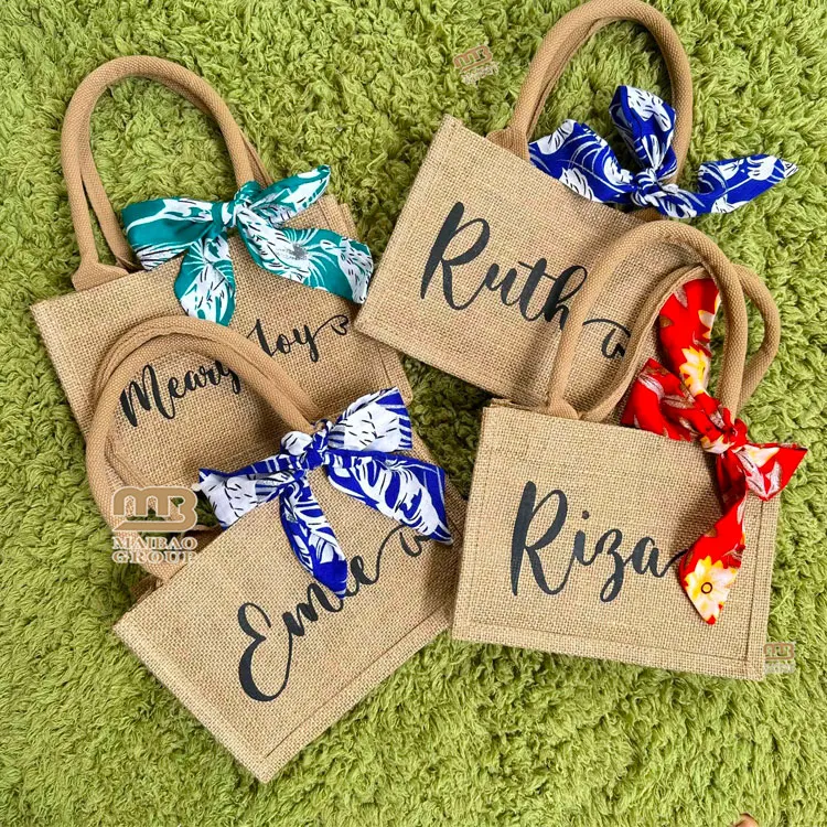 Экологичная водонепроницаемая джутовая сумка с логотипом, многоразовые сумки из мешковины с ручками, льняная пляжная холщовая сумка для покупок на свадьбу