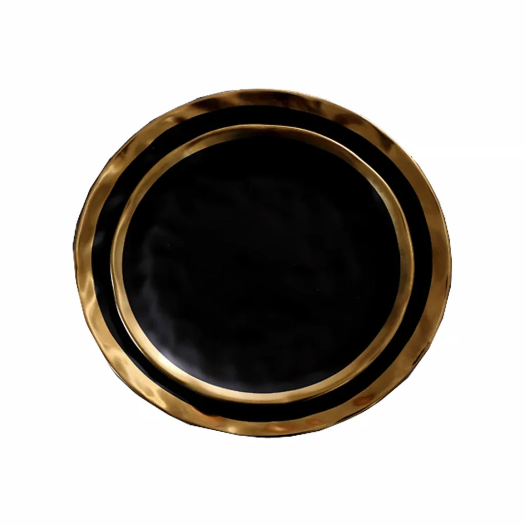 European-Style Gilt Ceramic Steak and Salad Plate Set Creative Home Cutlery Dishes Eco-Friendly for Parties