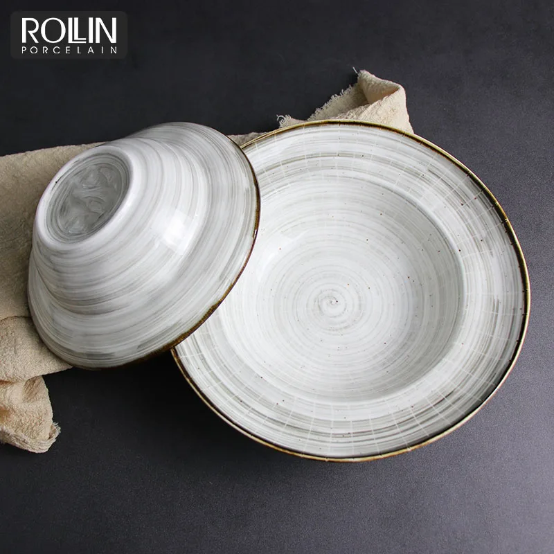 Фарфоровая роскошная фарфоровая тарелка, набор столовой посуды для отелей и ресторанов