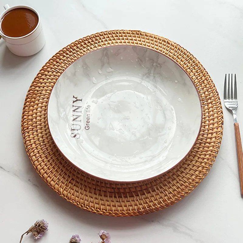 Зарядное устройство из ротанга, тканое зарядное устройство ручной работы из ротанга, винтажное тканое украшение для свадебного декора, ремесло