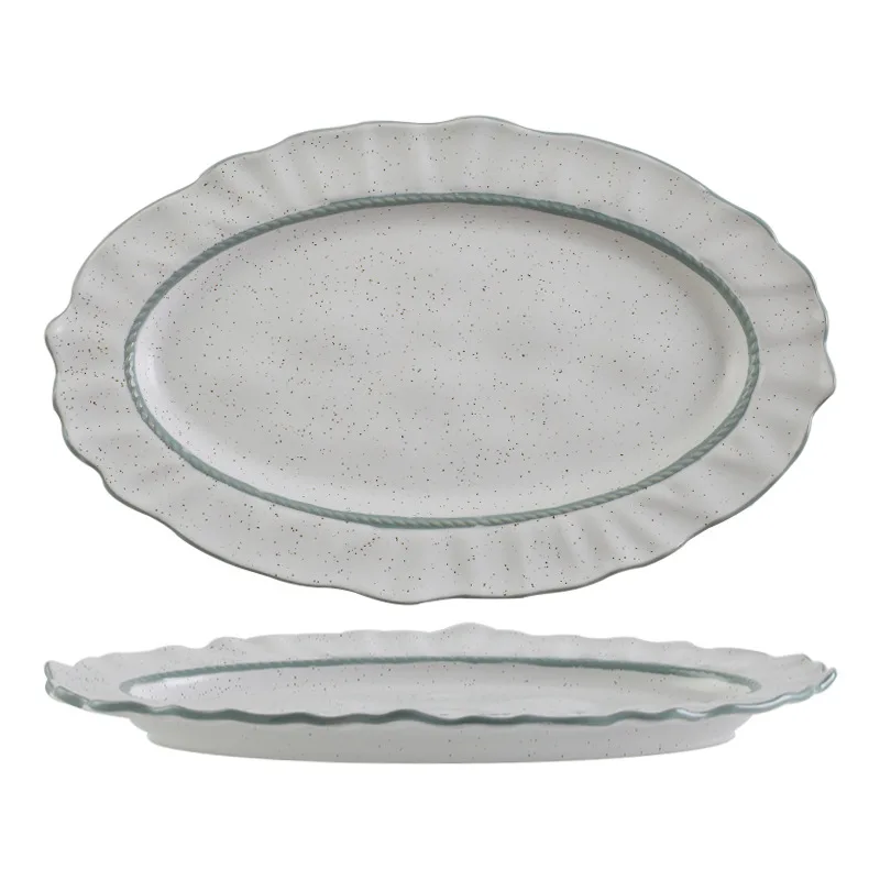Vintage Emboss Lace Edge Porcelain Dinnerware Set White Dinner Plates and Bowl Luxury Nordic Ceramic Tableware Set