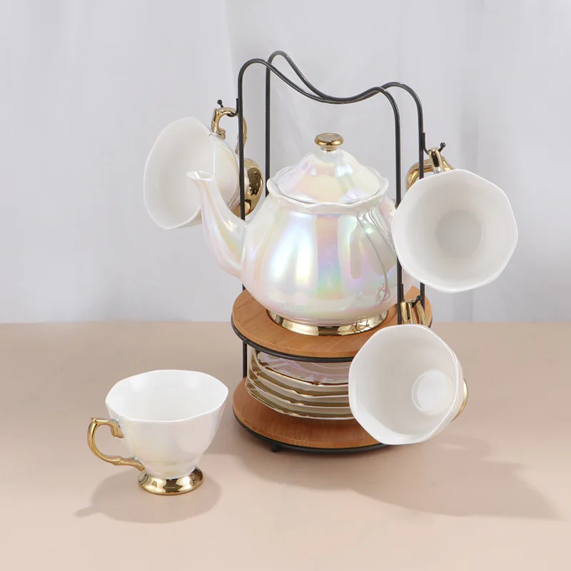 High Quality Creative Ceramic Coffee Cup Plate Set British Afternoon Tea 10PCS Bone Porcelain Tea Saucers Cups Perfect Gift