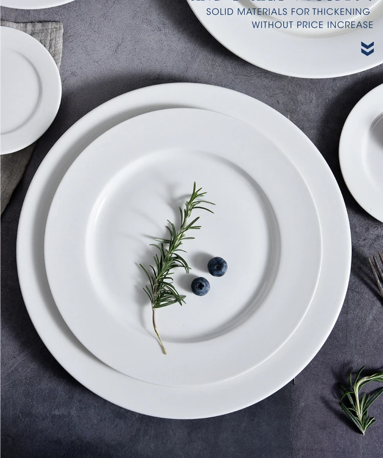Bulk Cheap Price Customized Ceramic Plate  White Hotel Round Ceramic Porcelain Dinner Plates Set for Restaurant