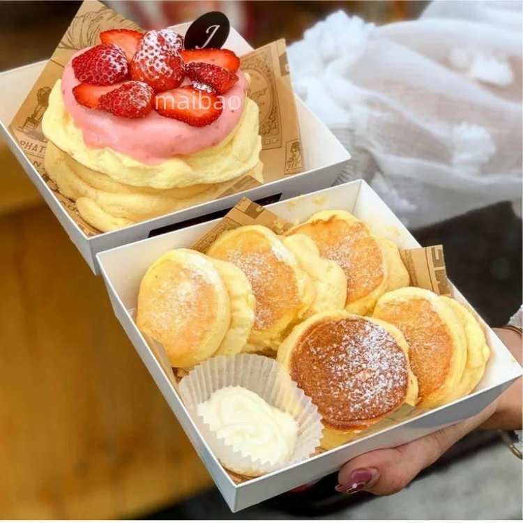 Пользовательские розовые бумажные коробки для шоколадного печенья для вечеринок, кремовые вафли, десертная коробка, упаковка для кейтеринга, тарелка, блинная коробка с разделителями