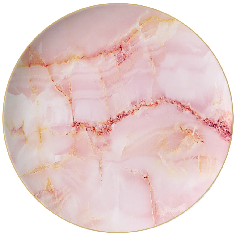 Оптовая продажа, розовый рождественский ужин, десерт, наборы тарелок для торта, керамические украшения дома, набор столовой посуды из костяного фарфора