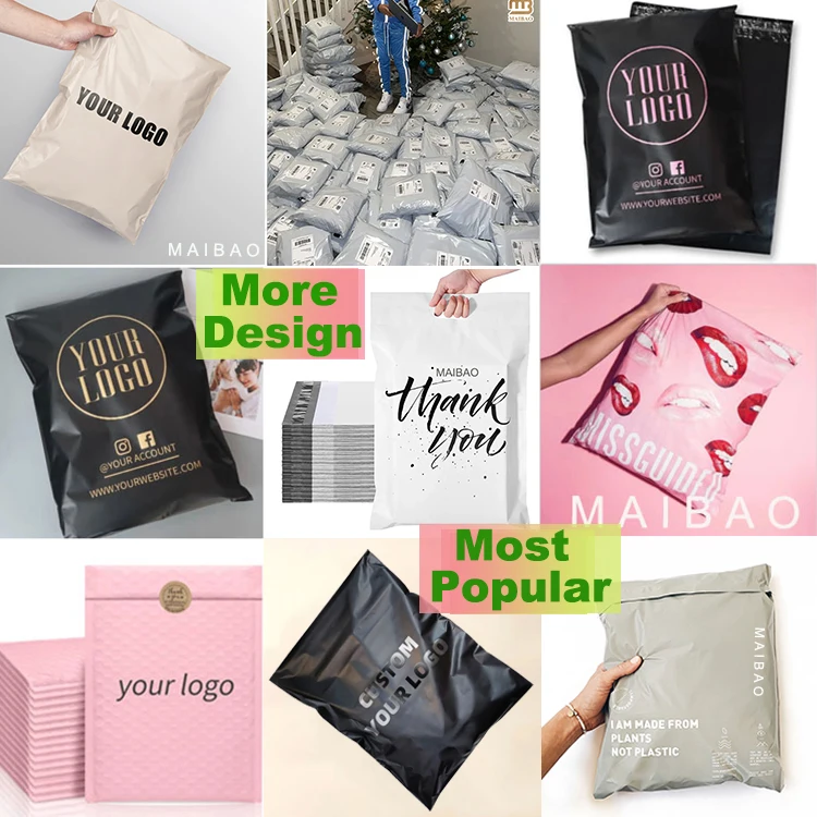 Пользовательские розовые черно-белые экологически чистые оболочки для транспортных средств с логотипом с логотипом компостируемые поли-почтовые пакеты для одежды для одежды