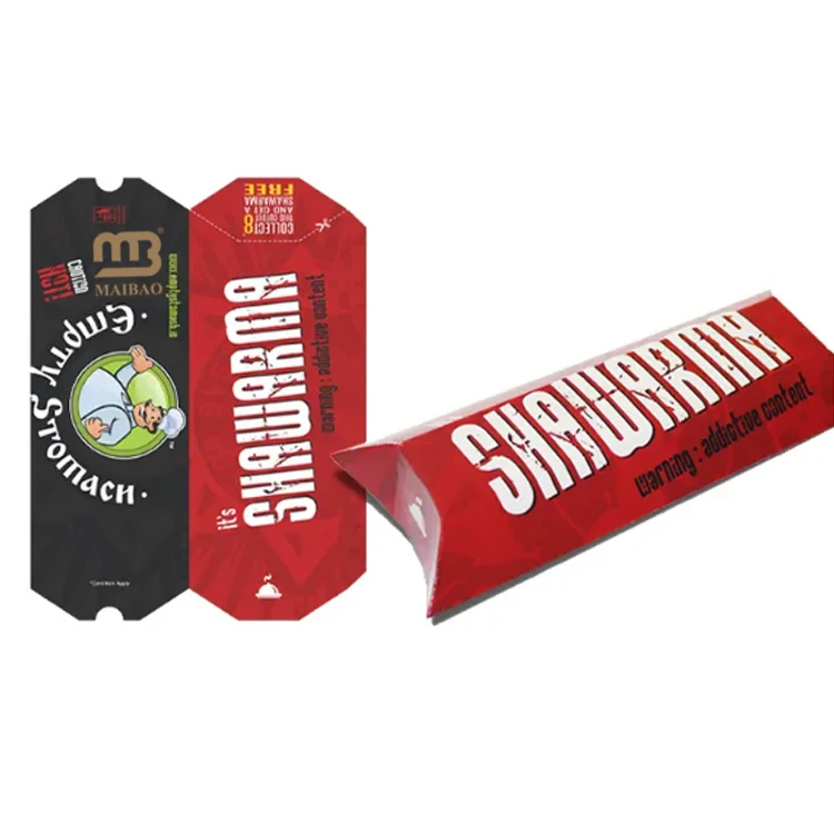 Одноразовая коробка для куриных рулетов с индивидуальным логотипом, бумажная упаковка для буррито, упаковочная коробка, рулонная бумажная коробка в форме подушки для шаурмы