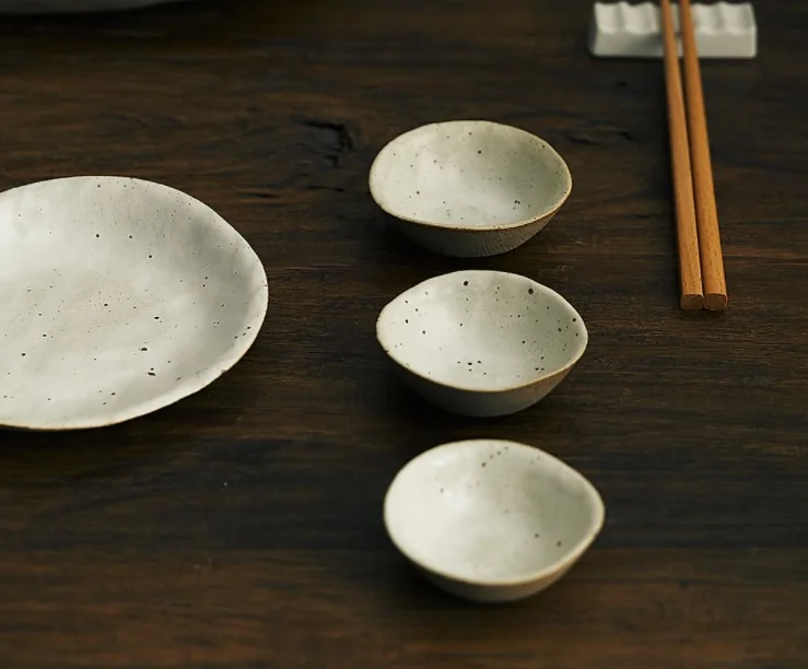 Rustic Style Dim Sum Plate Sushi Dumpling Plate Combination Outdoor Household Plate Tableware Set Stoneware Dinnerware Sets