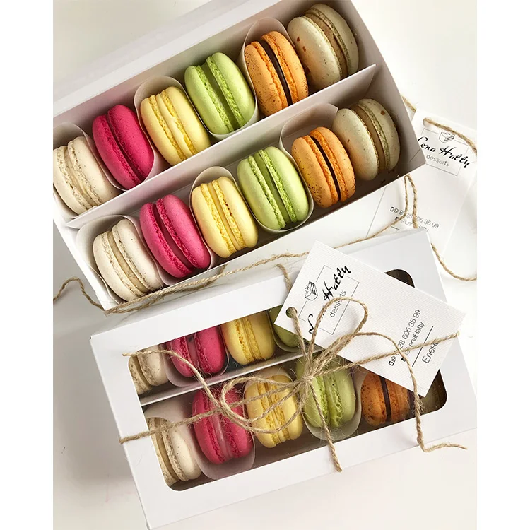 Оптовая продажа, индивидуальная мини-роскошная пищевая бумага на вынос, подарочная упаковка для сладкого шоколада, коробка для макарон с прозрачным окном