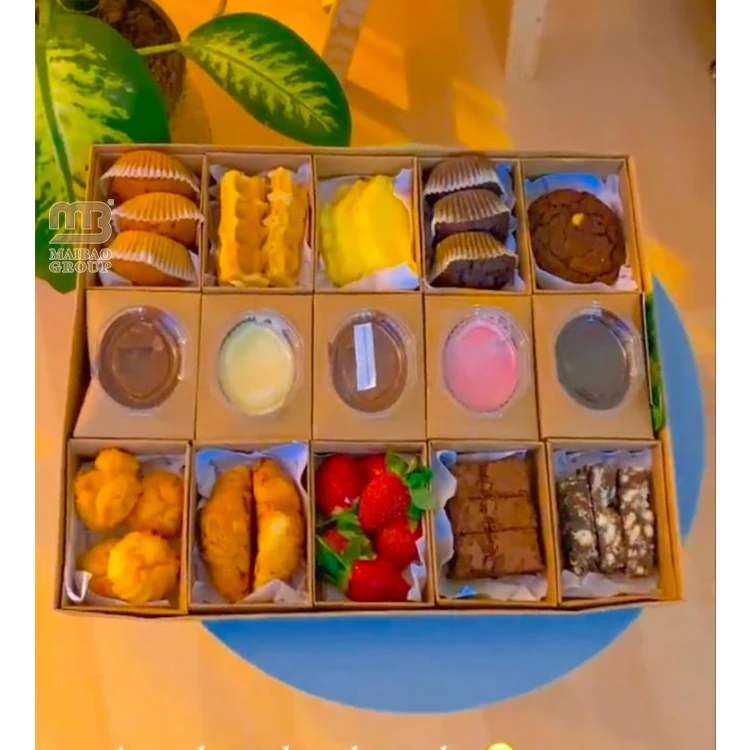 Пользовательские крафт-коробки для общественного питания, упаковка для шоколада, коробка для печенья со вставками, контейнер для выпаса кондитерских изделий на вынос, небольшой пищевой контейнер