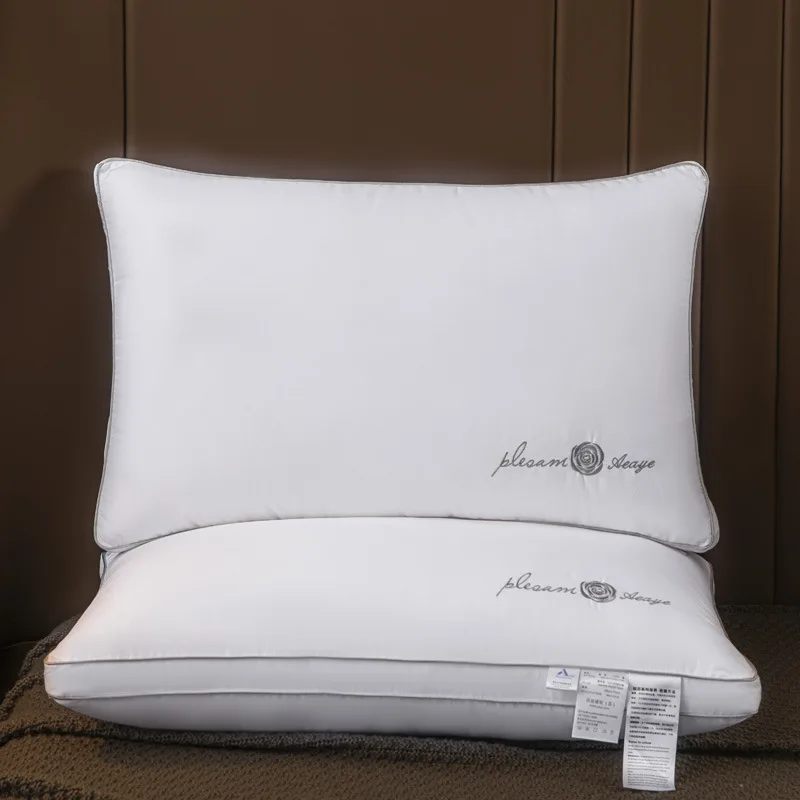 200TC Подушка в стиле отеля Star Camellia с вышивкой из перьев, бархатная подушка для шеи с однотонным узором, подушки для кровати