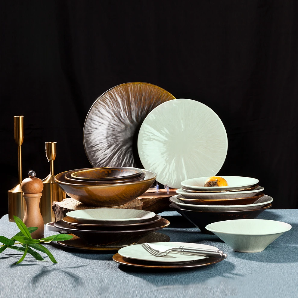 Королевская фарфоровая посуда, наборы керамических тарелок, обеденный набор, роскошная современная оптовая посуда