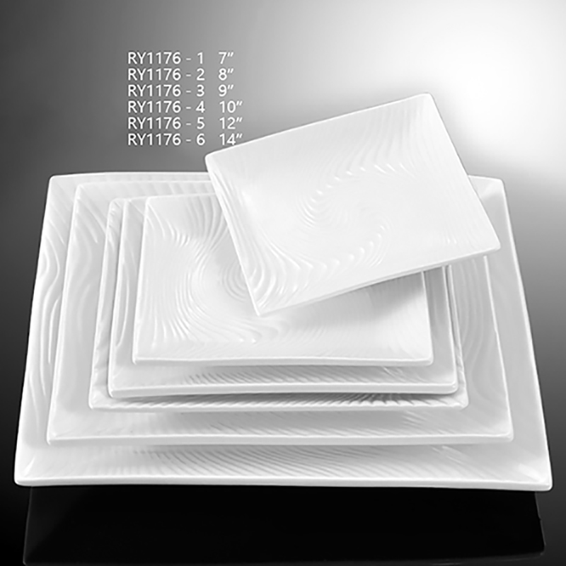 Изысканная фарфоровая посуда, ресторанные тарелки, квадратные тарелки