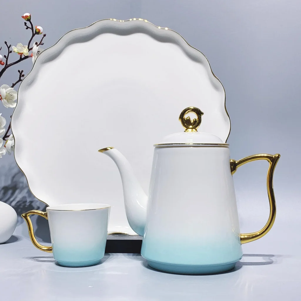 European Style Luxury Living Room Mug Modern Family Golden Painted Ceramic Coffee Cup Set 200ml Capacity with Gift Box