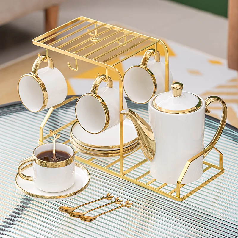 4 Pcs Set European Style Mugs Fashion Coffee Cup Gift Box Saucer Set Ceramic Cup Sets for Coffee and Tea