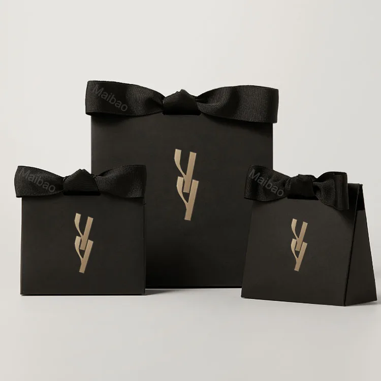 Маленькая розовая черная роскошная эмбария бренда свадебная подарка в бутик -бутик бумажная сумка для покупок на заказ логотип Euro Tote Jewelry Gift Bag