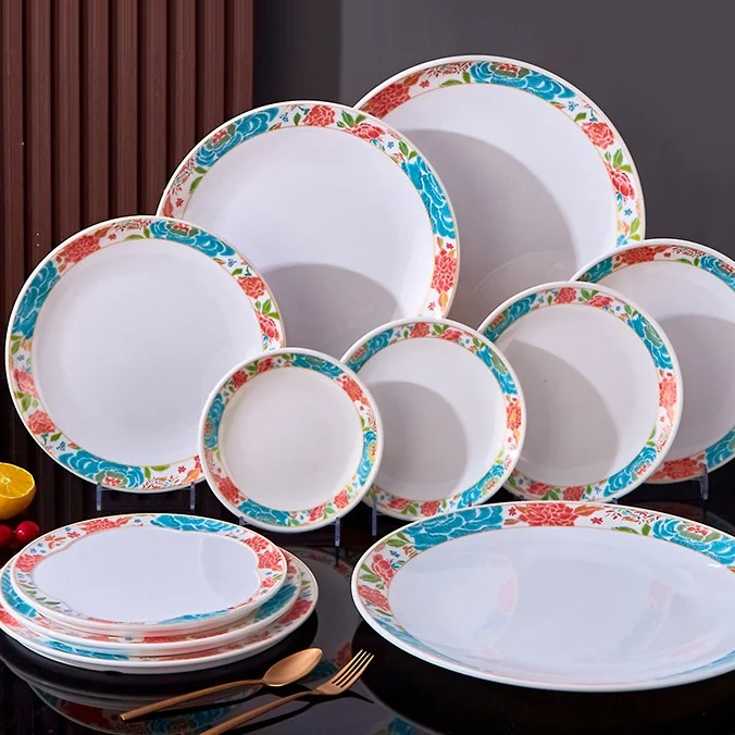 Меламиновые сервировочные тарелки, устойчивые к царапинам, элегантный дизайн для оптовой продажи товаров для общественного питания в отелях