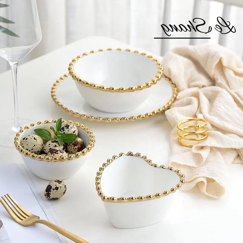 European Style Luxury Snack  Ceramic Plate Living Room Coffee Table Fruit Plate Dinner Plates Ceramic Set Luxury