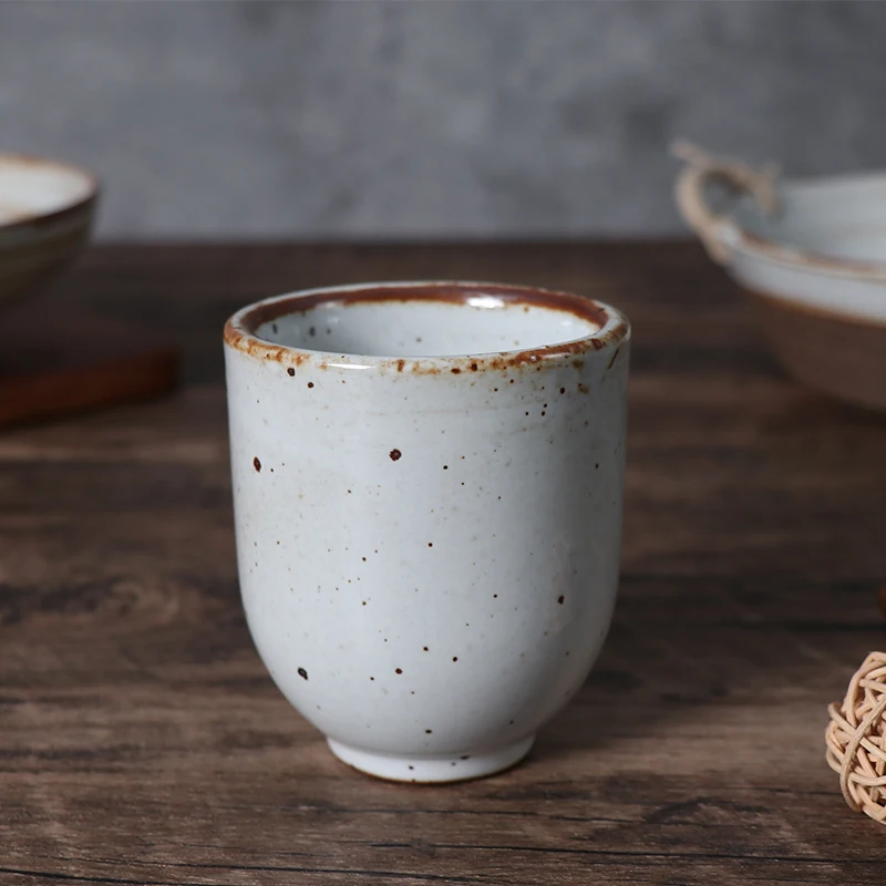 Винтажная чашка чая в китайском стиле, керамическая посуда, прямая кружка, чашка для ресторана