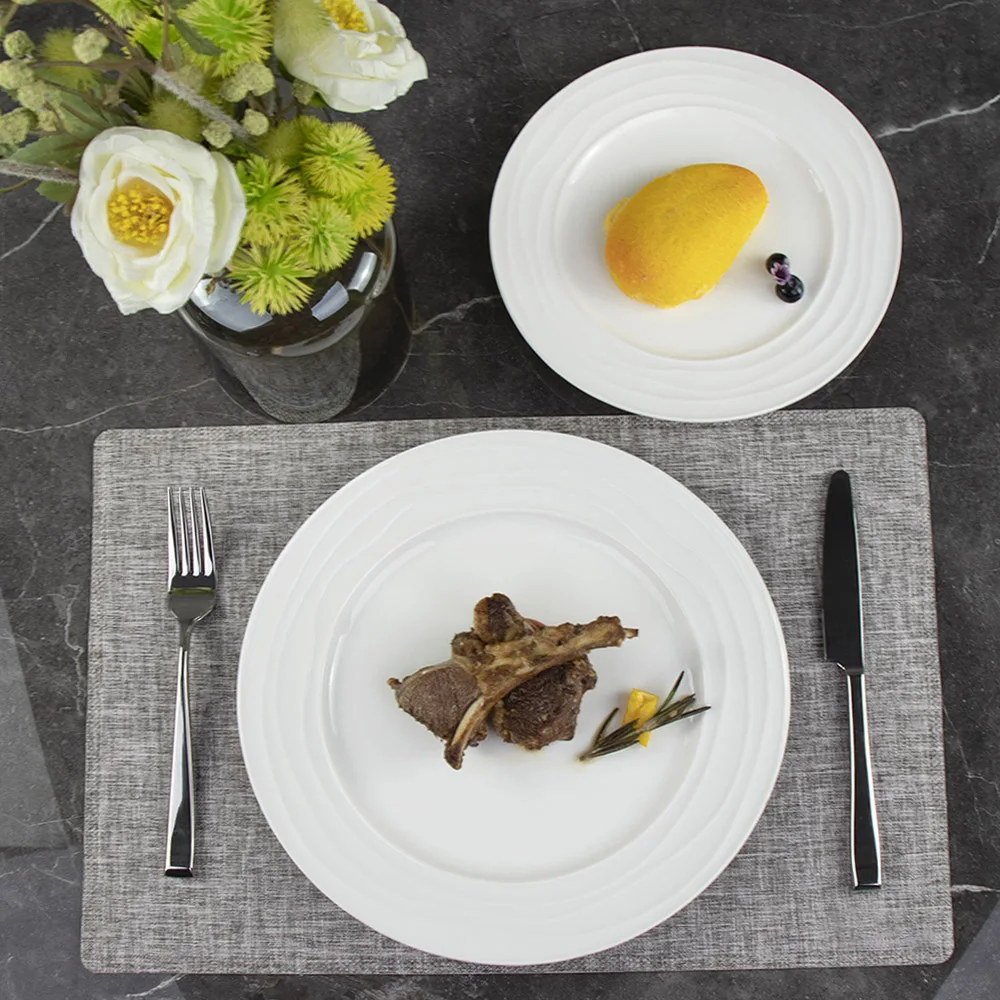 Оптовая продажа керамической посуды с принтом на заказ, набор салатных тарелок для шведского стола, тарелки для ресторанов общественного питания