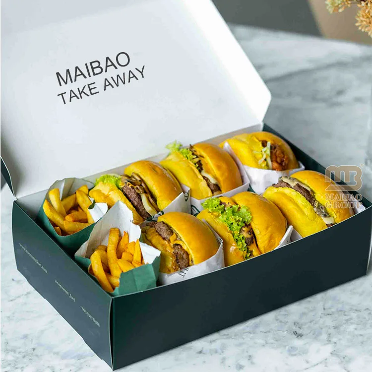 Бумажная коробка для сэндвича с логотипом для завтрака, хот-дог, жареная курица, ланч-бокс, картофель фри, гамбургер, бургер, упаковочная коробка для фаст-фуда