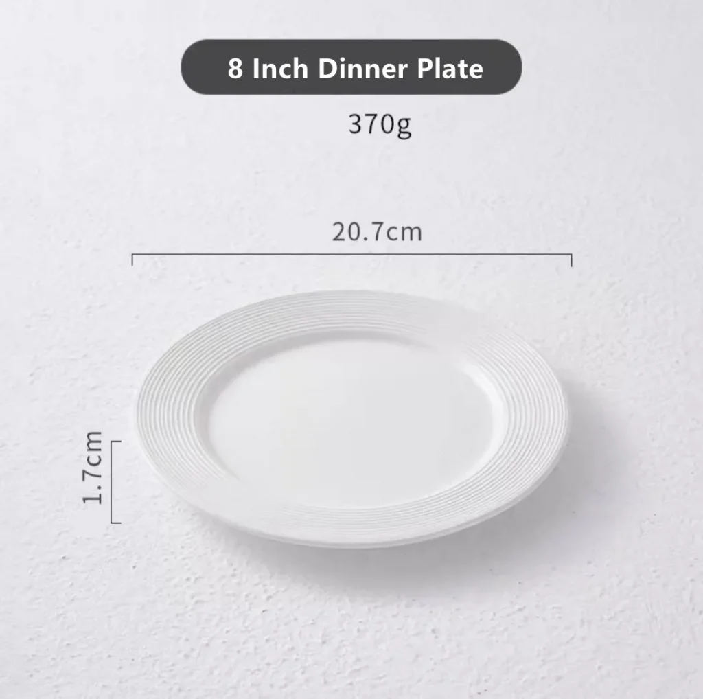 Nordic Ceramic White Dinner Plates Screw Thread Round Flat Porcelain Dinner Steak Plates for Restaurant Hotel Wedding