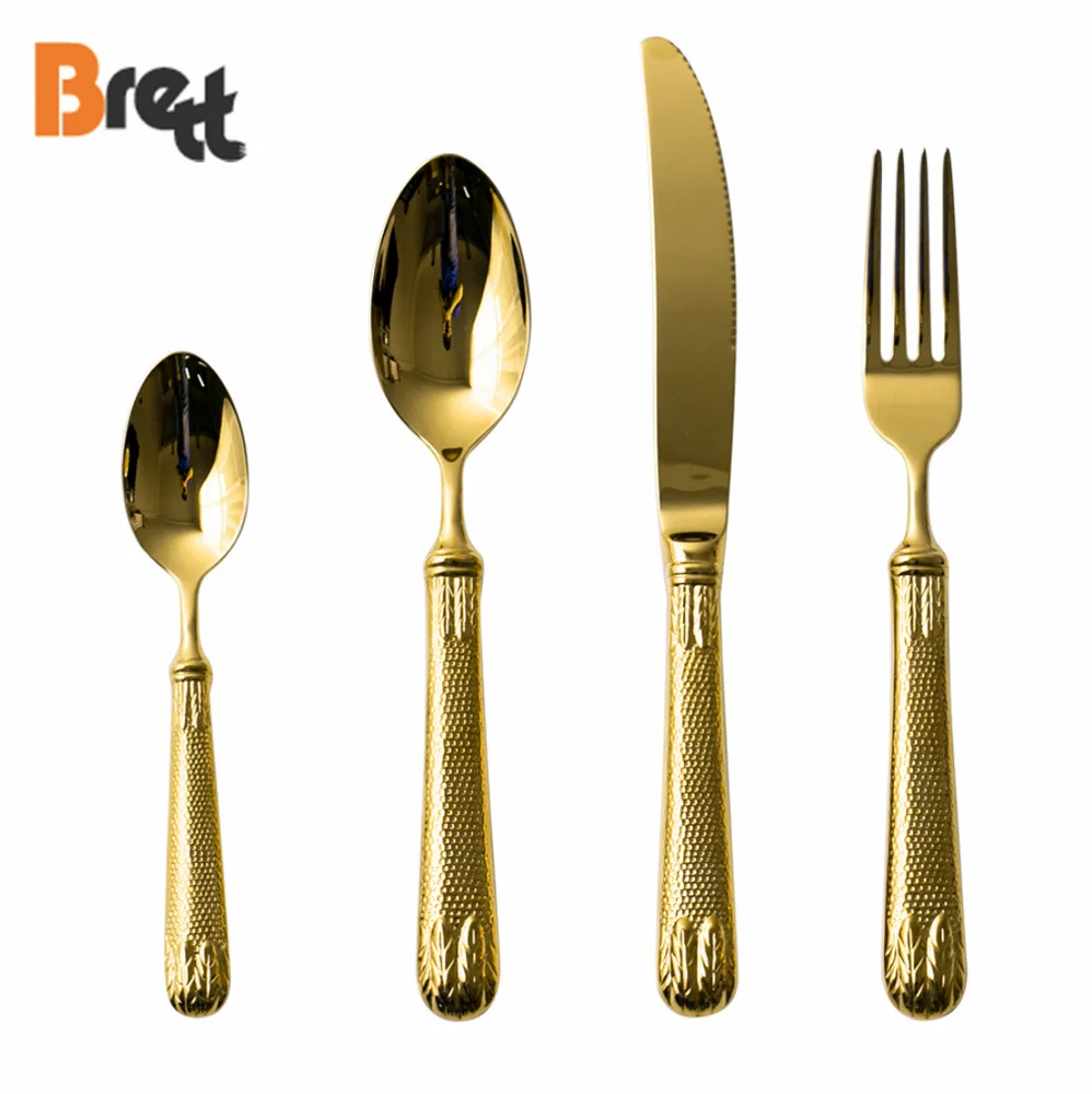 Королевские столовые приборы из нержавеющей стали, позолоченные ложки, вилки и ножи, набор столовых приборов для мероприятий