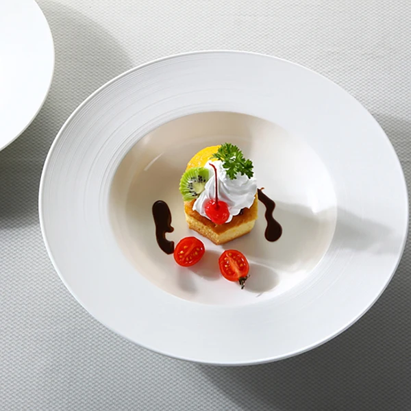 Посуда для ресторана, отеля, керамическая тарелка для супа, свадебный банкет, кейтеринг, высокие белые фарфоровые фуршетные тарелки
