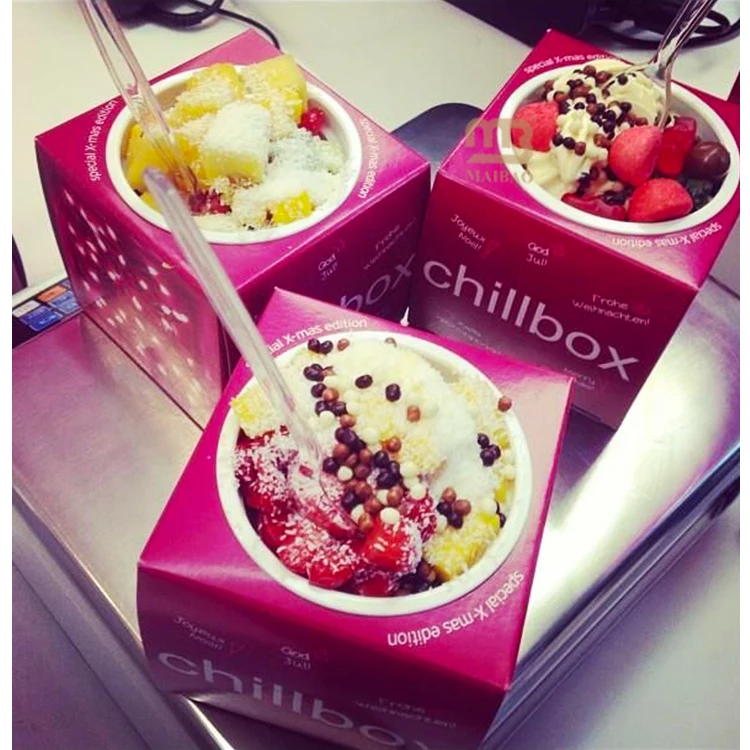 Упаковка для пищевых продуктов, чашка для йогурта с бумажной коробкой, чашка для мороженого, бумажная упаковка, одноразовая чашка для смузи, десерта, квадратные коробки