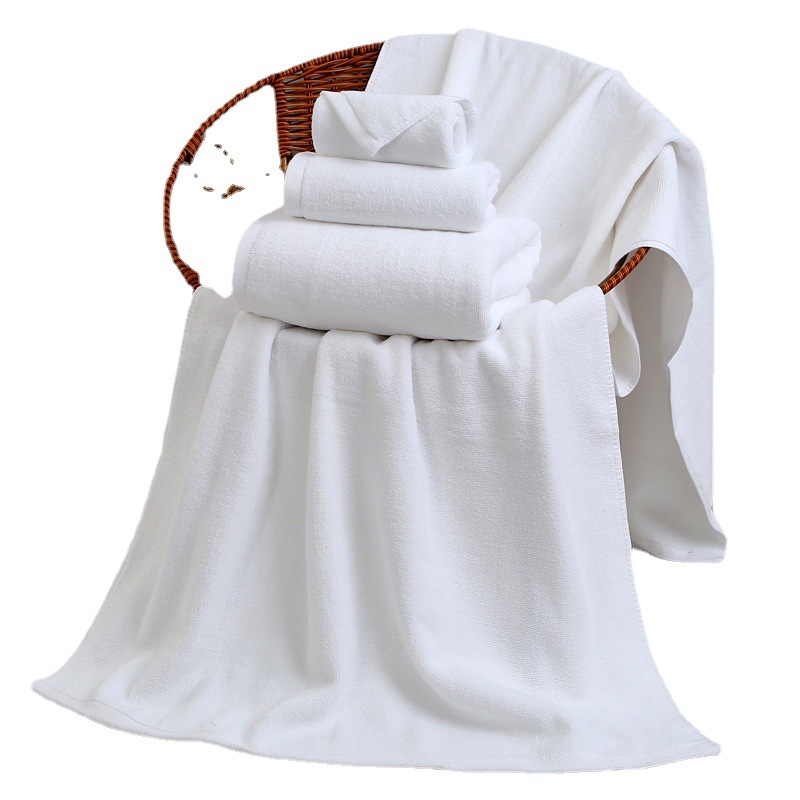 5 Star Luxury Hotel Towels White Custom Logo Bathroom Linen 32S Flat Weave 100% Cotton Face and Hand Towel Bath Towel Set